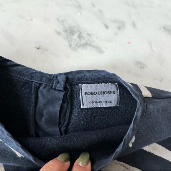 Bobo Choses 4-5Y Scratches All Over Long Sleeve Fleece Dress Navy Blue - Picture 3 of 5